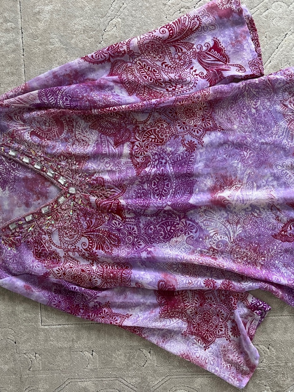 Raviya Purple and Pink Paisley Embellished Tunic